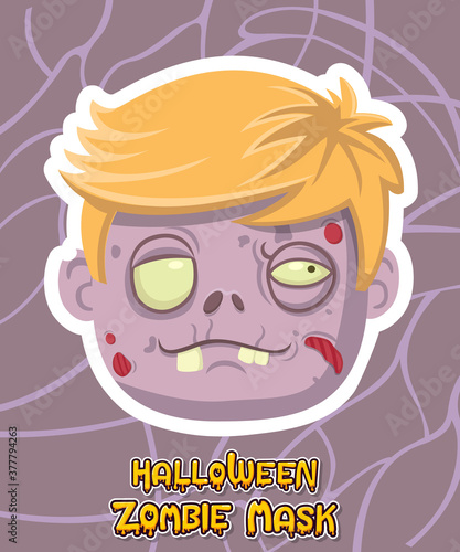 Halloween zombie mask vector design. Vector clip art illustration with simple gradient