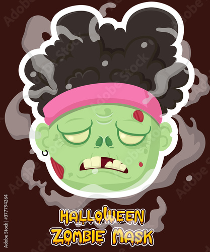 Halloween zombie mask vector design. Vector clip art illustration with simple gradient