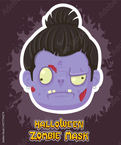 Halloween zombie mask vector design. Vector clip art illustration with simple gradient