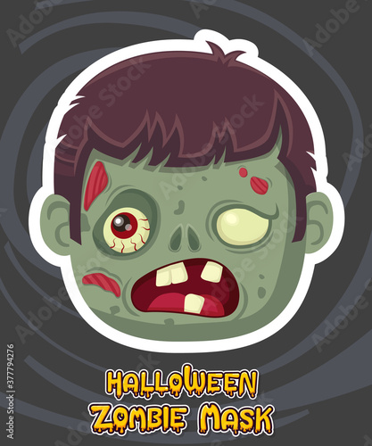 Halloween zombie mask vector design. Vector clip art illustration with simple gradient
