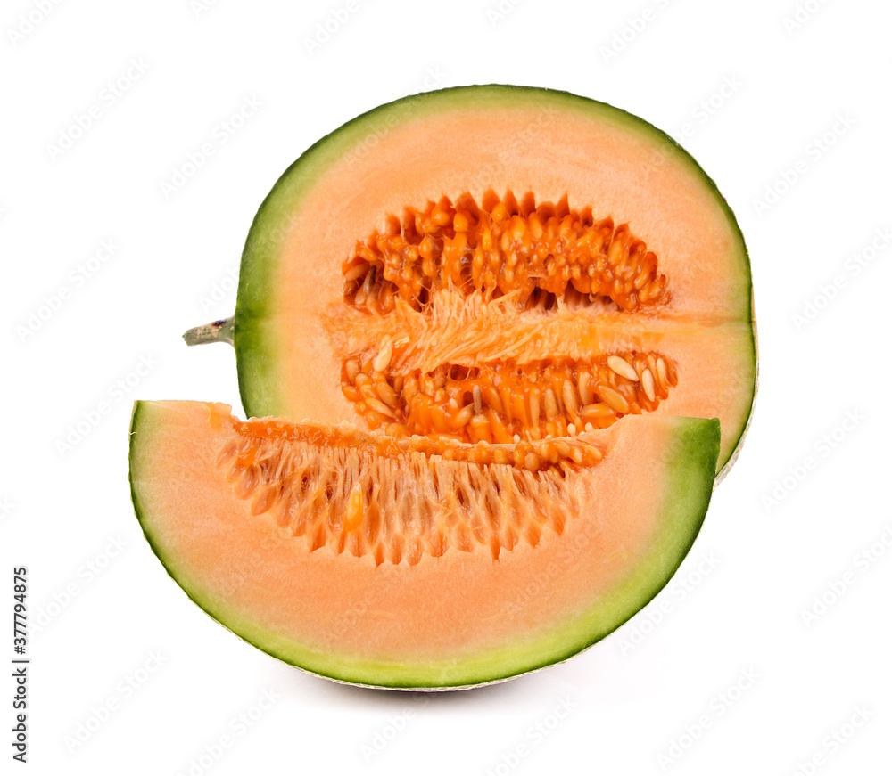 cantaloupe melon isolate on a white background cantaloupe melon isolate on a white background