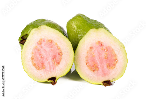Pink guava fruit isolated on white background