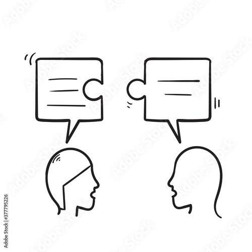 hand drawn discuss social networks, news, social networks, chat, dialogs, speech bubbles, thoughts puzzle illustration. doodle