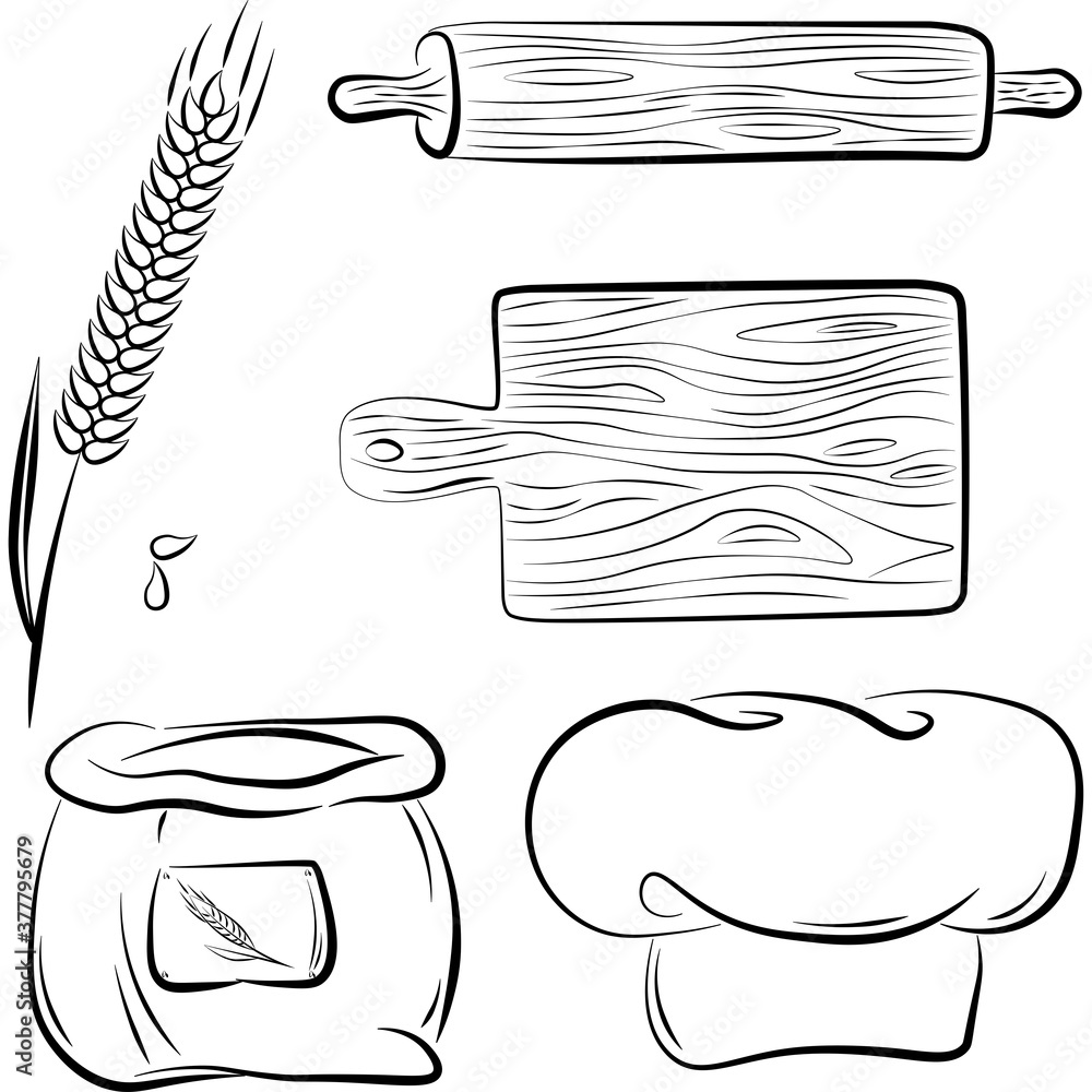 Vector icon Hand drawn bakery set isolated on a white background ...