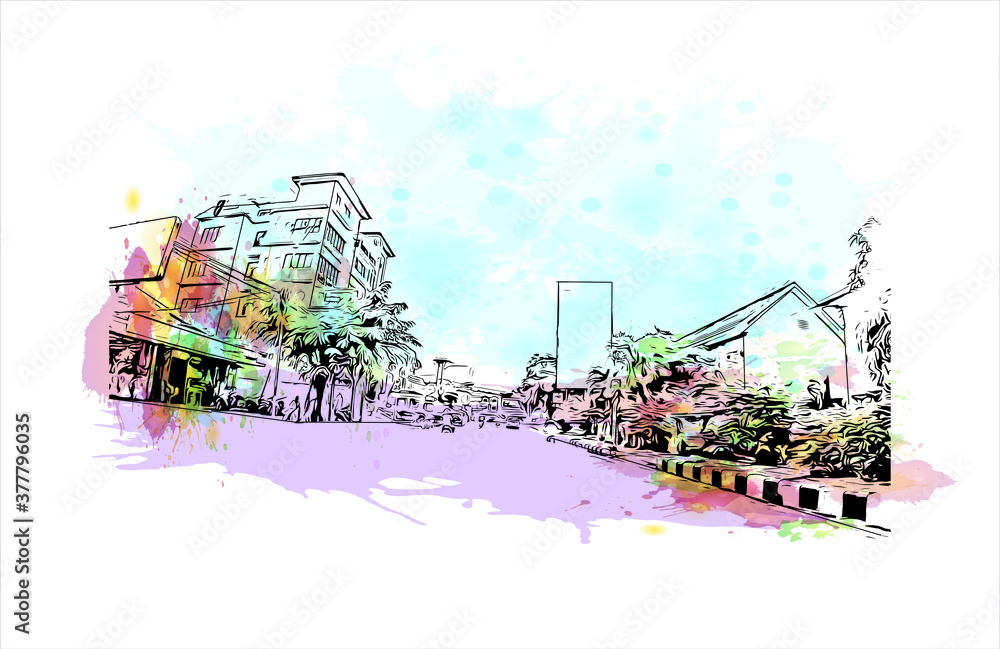 Building view with landmark of Bandar Lampung is the capital and