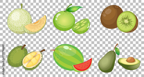 Set of different fruits isolated