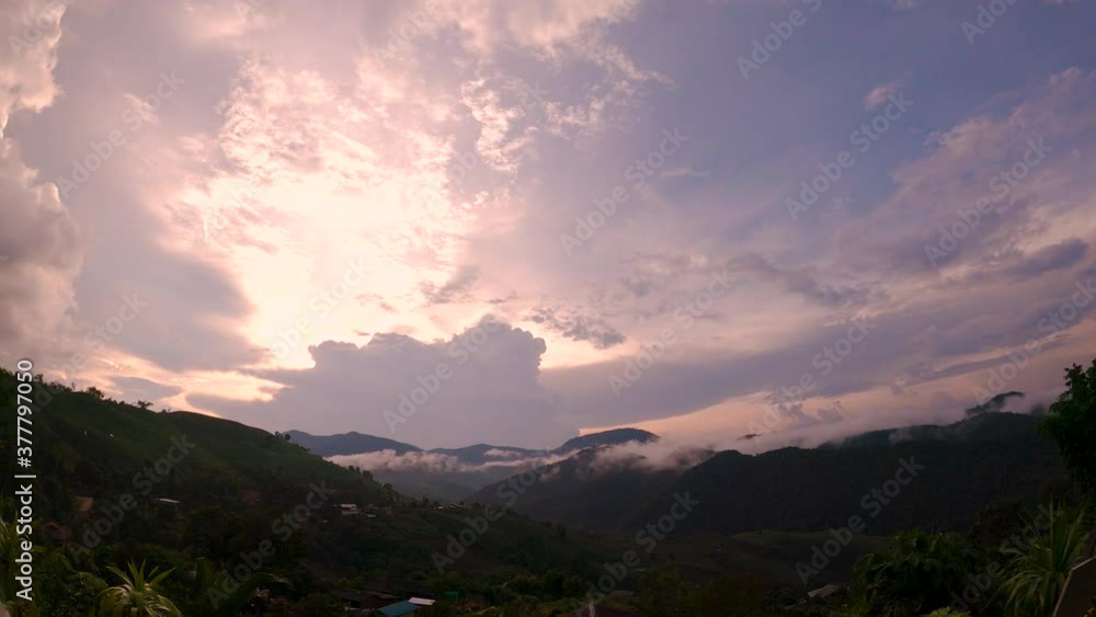 Time lapse of mountain with fantastic sky in the early morning. Time lapse of mountain with fantastic sky in the early morning.