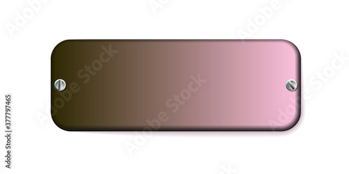 Copper metal plate with screws isolated on white background. Style for graphic and web design, label, dark template. Vector illustration