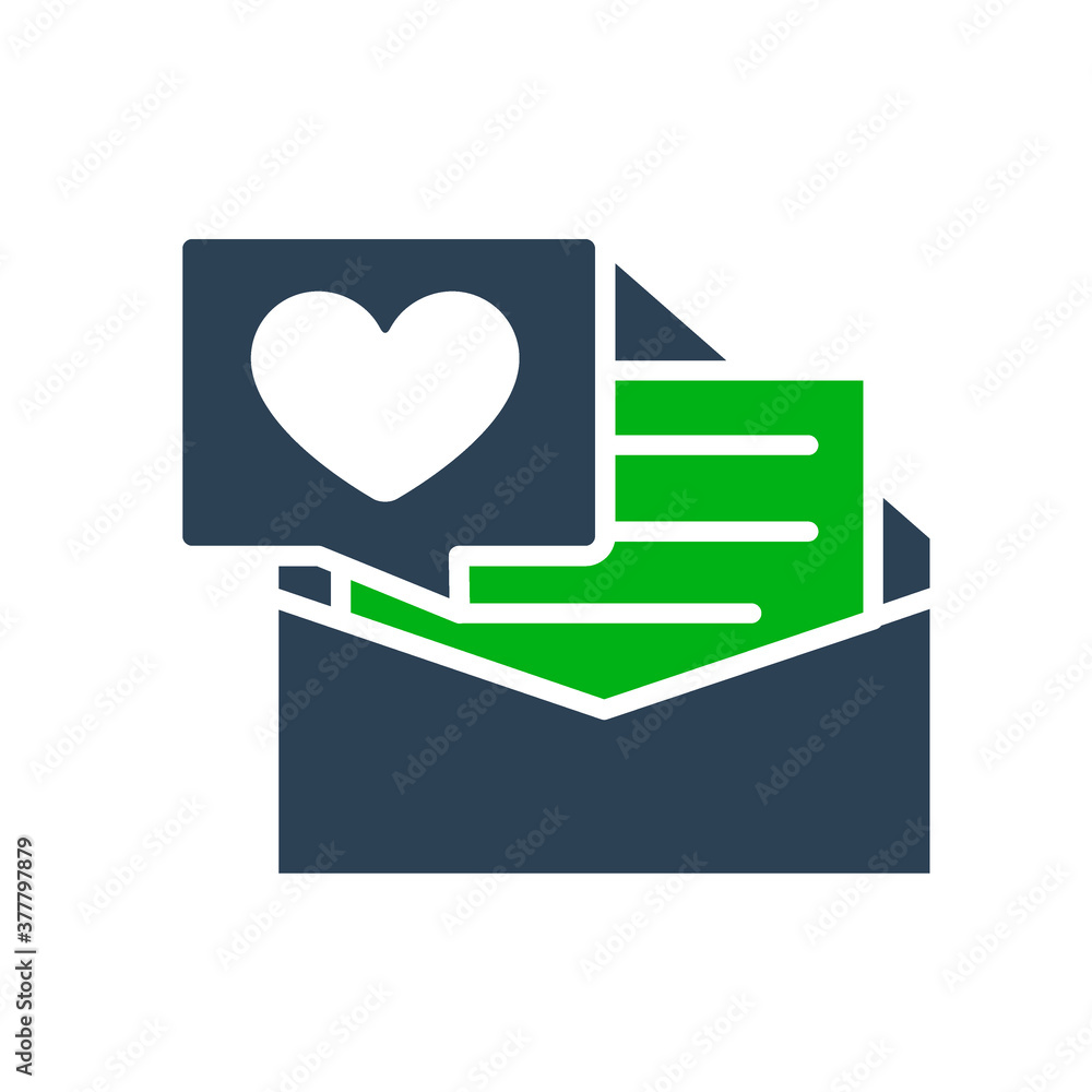Letter with big heart colored icon. Declaration of love, note in envelope, like, feedback symbol Letter with big heart colored icon. Declaration of love, note in envelope, like, feedback symbol