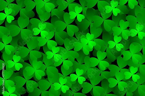 Vector horizontal background with clover leaves. Irish symbol. St. Patrick's Day background. Template for design card, invitation, banner, festive decorations