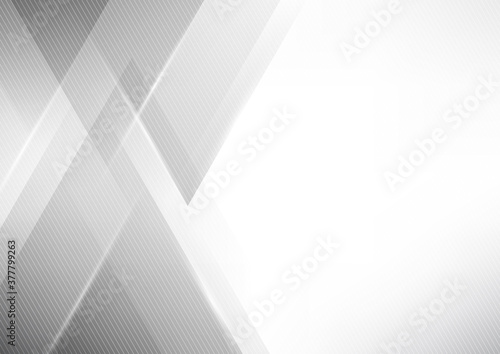 Abstract white and gray geometric triangles overlapping layer elements background
