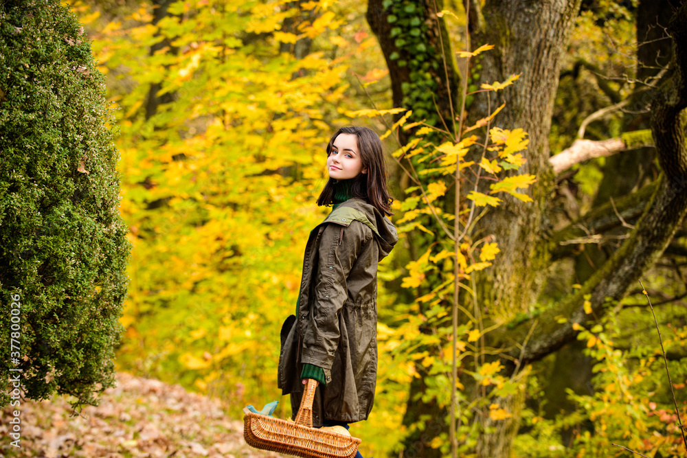 Teenage girl having go to autumn picnic