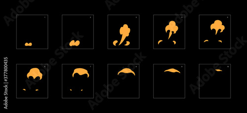 Smoke effect. dust smoke animation sprite sheet. classic dust smoke effect animation for game or cartoon or animation. vector style animation effect 1813.