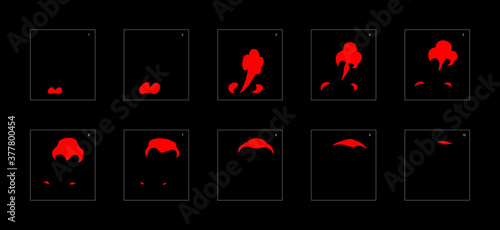 Smoke effect. fire smoke animation sprite sheet. classic fire smoke effect animation for game or cartoon or animation. vector style fire animation effect 1814.