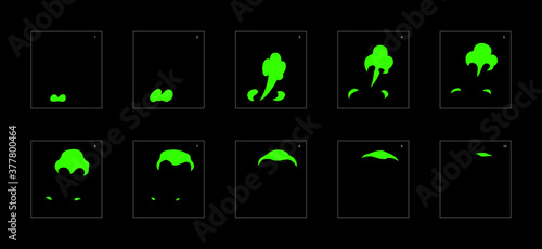 Smoke effect. liquid smoke animation sprite sheet. classic liquid smoke effect animation for game or cartoon or animation. vector style liquid animation effect 1815.