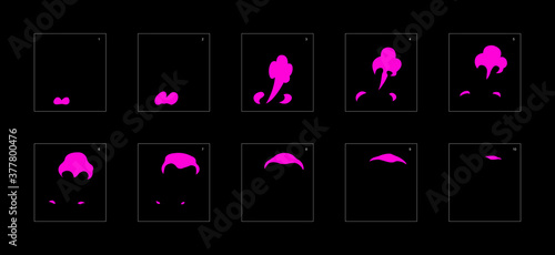 Smoke effect. poison smoke animation sprite sheet. classic poison smoke effect animation for game or cartoon or animation. vector style poison animation effect 1816.