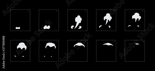 Smoke effect. smoke animation sprite sheet. classic smoke effect animation for game or cartoon or animation. vector style animation effect 1811.