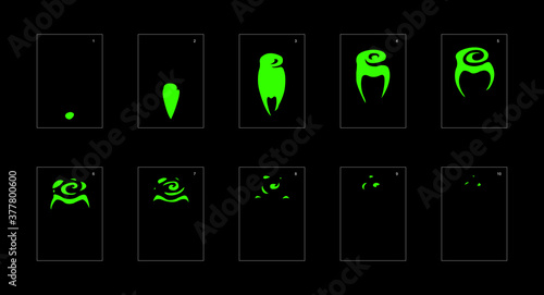 Smoke effect. liquid smoke animation sprite sheet. classic liquid smoke effect animation for game or cartoon or animation. vector style liquid animation effect 1821.