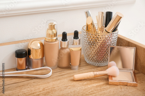 Fotografia, Obraz Set of decorative cosmetics on dressing table