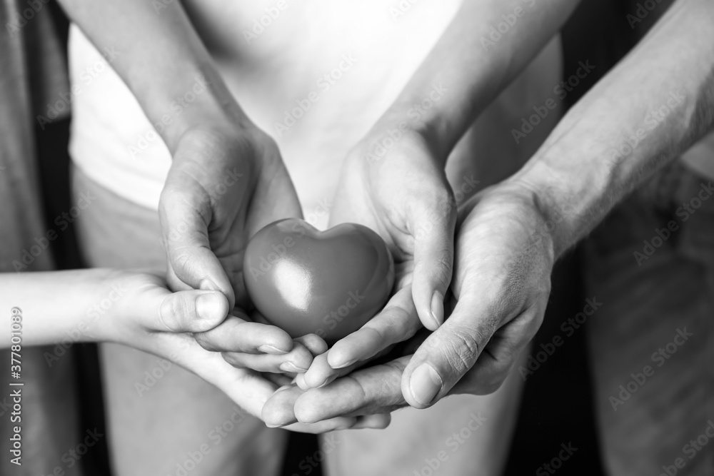 Hands of family with heart, closeup Hands of family with heart, closeup