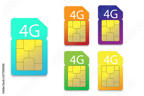 4g sim card. Mobile connection. Wireless network. Technologies for the Internet. Maps for the smartphone. Vector illustration. Stock image.