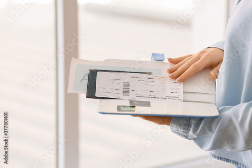 Woman with travel organizer...