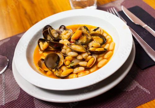 White beans with clams is traditional recipe in the Basque Country. Spain
