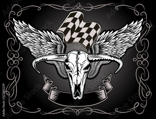 bull head with wings