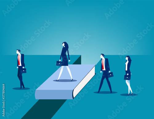 Business people bridging the gap. Business connection concept. Education