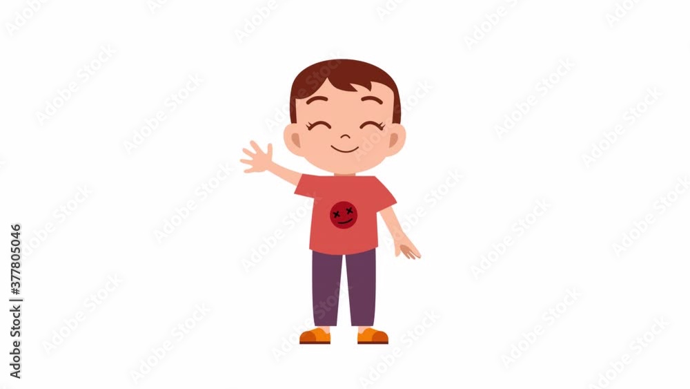The child is waving his hand on the white background The child is waving his hand on the white background