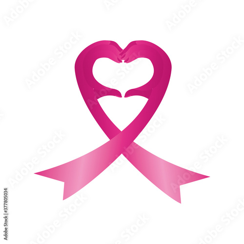 pink ribbon heart shaped, badge, breast cancer awareness