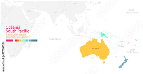 Colorful detailed vector map of the Oceania, South Pacific country.