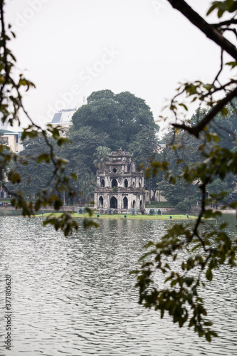 The Turtle Tower  Thap Rua  on Hoan Kiem Lake  Sword Lake  Hanoi  Vietnam