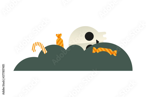 Halloween skull with candies vector design