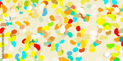 Light blue, yellow vector pattern with abstract shapes.