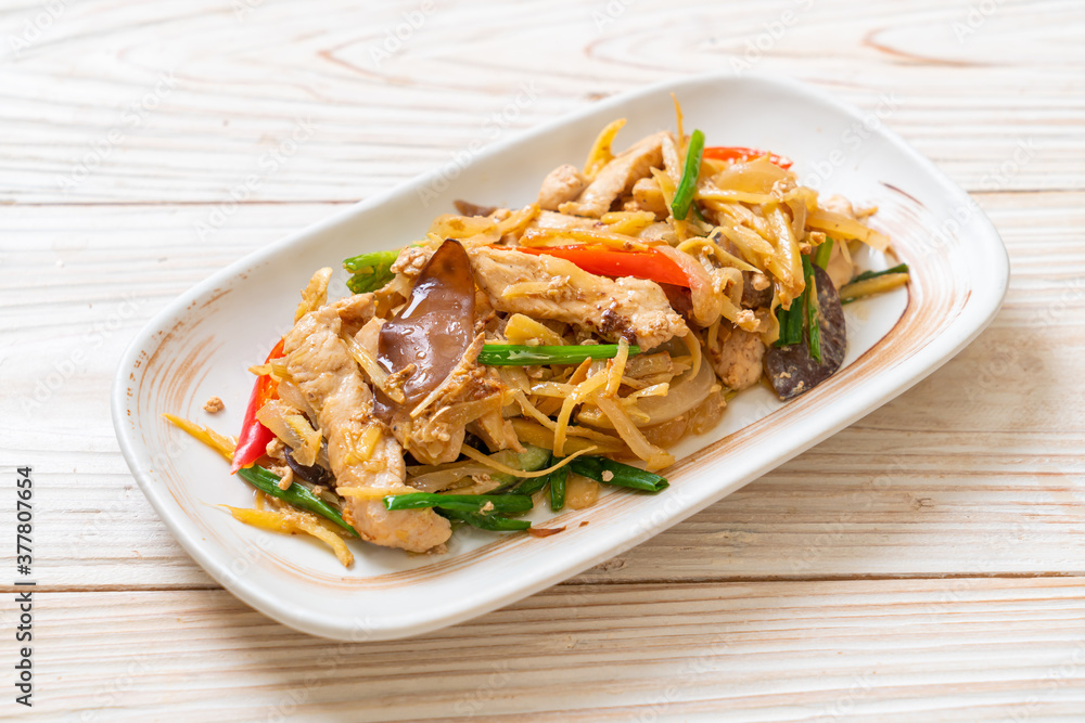 stir-fried chicken with ginger stir-fried chicken with ginger