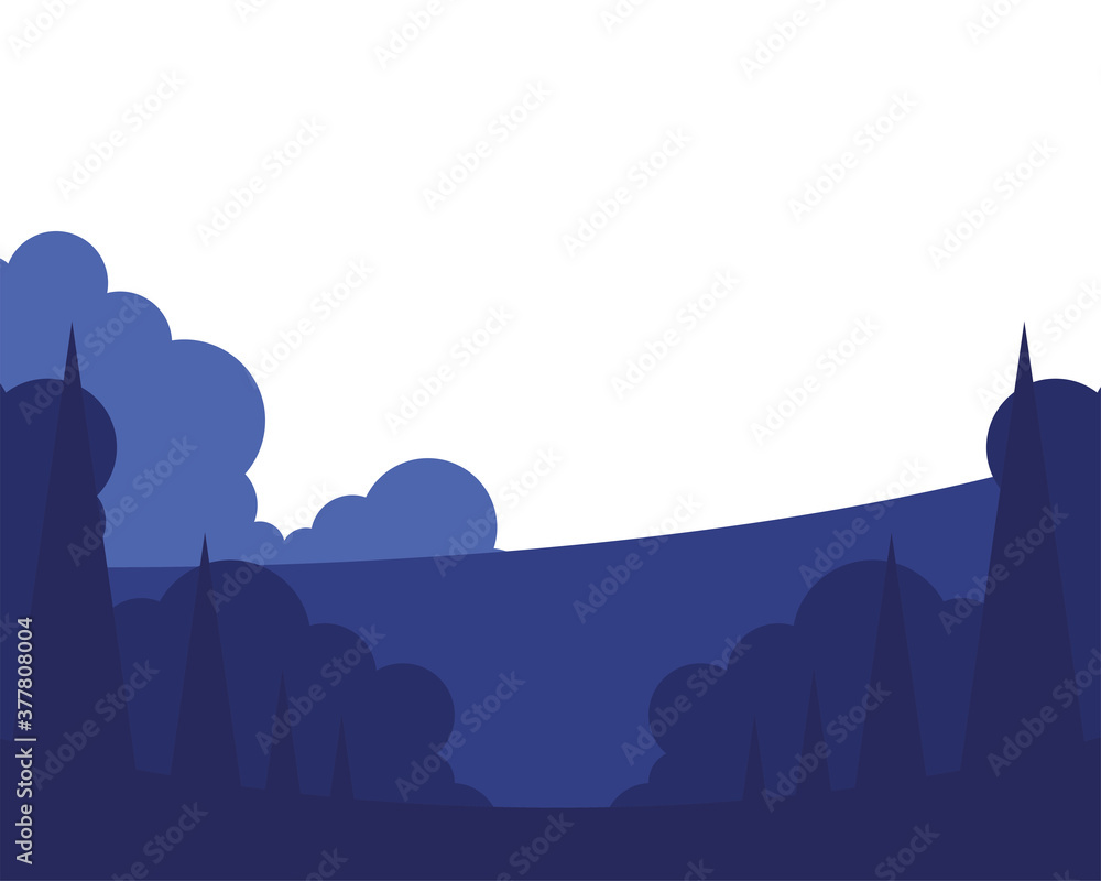 pine trees with clouds landscape vector design pine trees with clouds landscape vector design