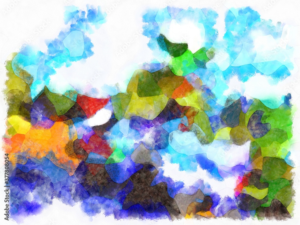 Obraz premium Illustration style background image Abstract patterns in various colors Watercolor painted pattern.