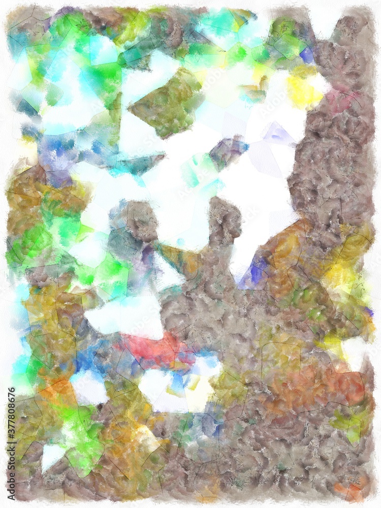 Fototapeta premium Illustration style background image Abstract patterns in various colors Watercolor painted pattern.