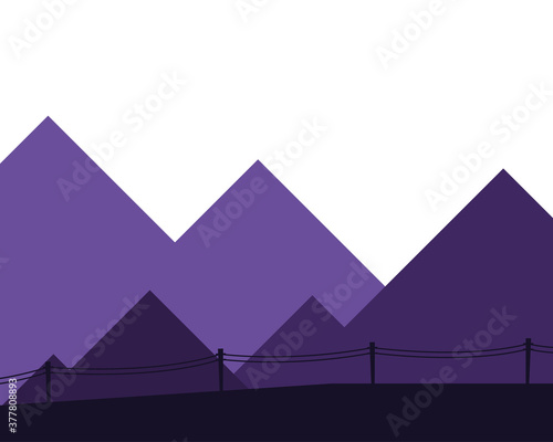 purple mountains with fence landscape vector design