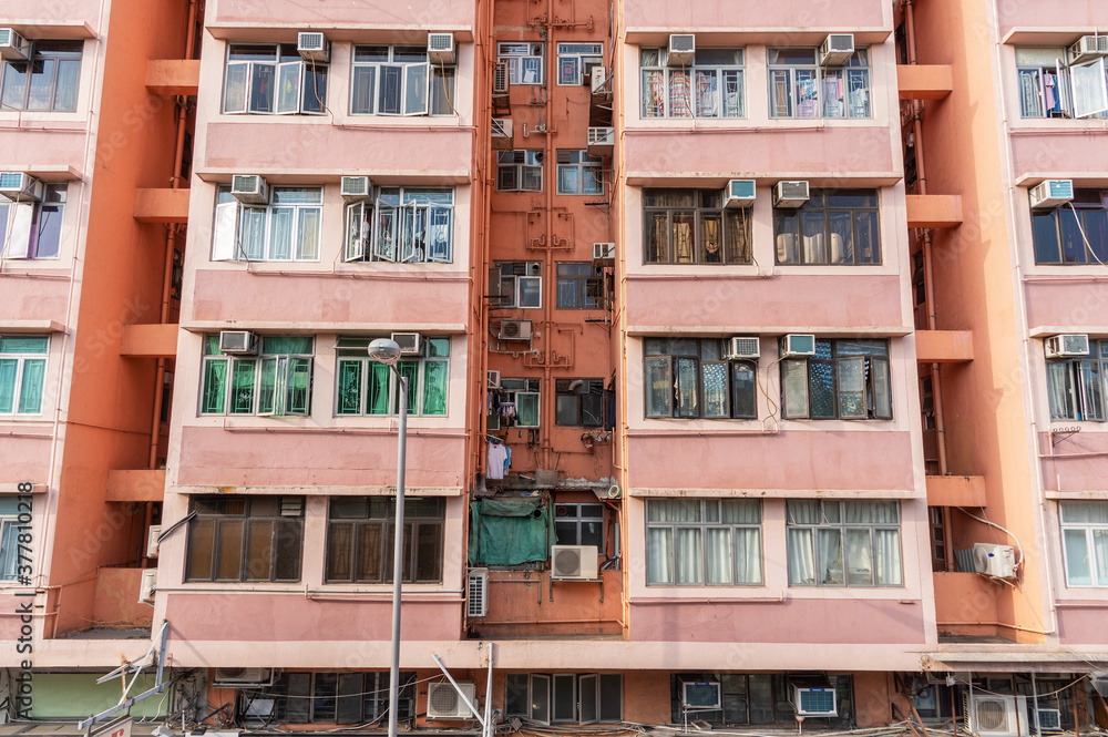 Exterior of residential building in Hong Kong city Exterior of residential building in Hong Kong city