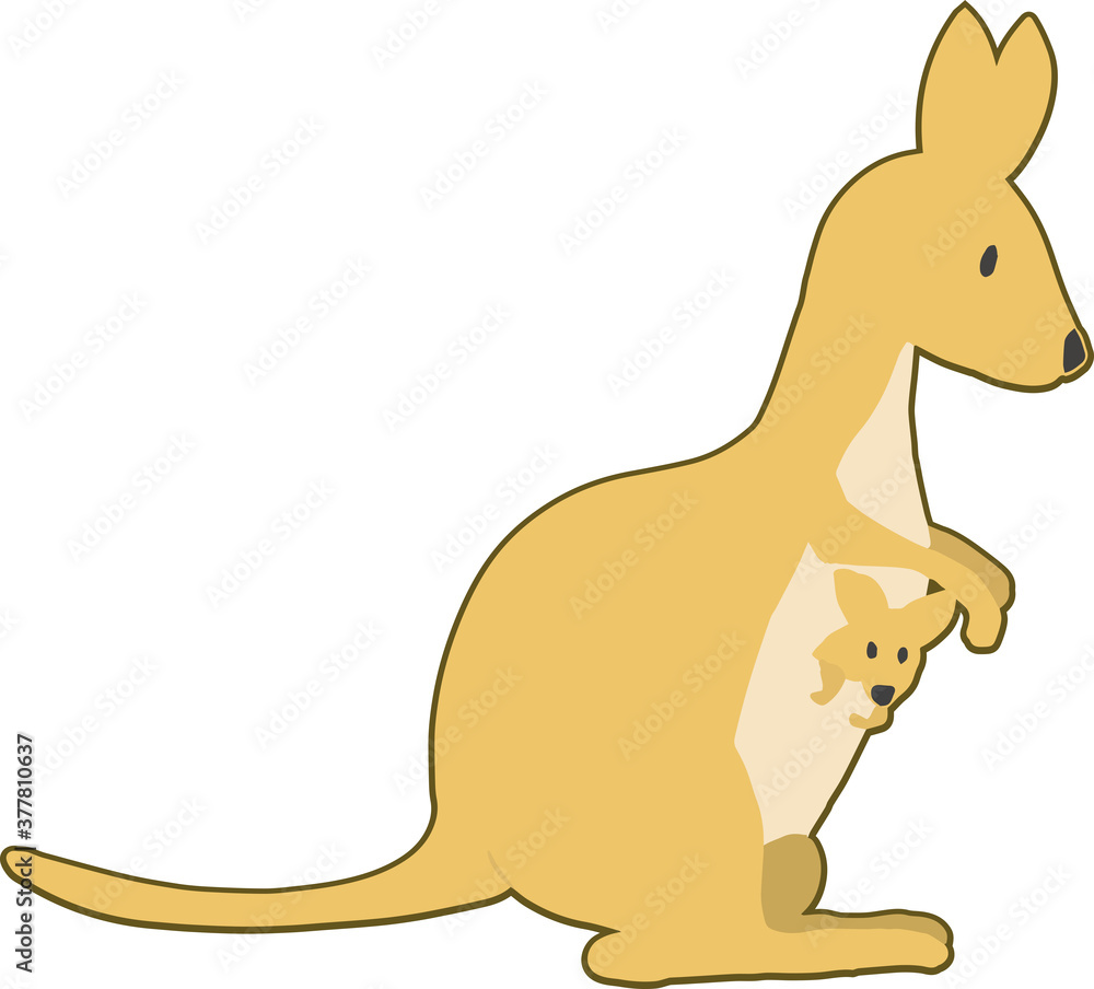 可愛い横から見たカンガルーのイラスト 可愛い横から見たカンガルーのイラスト