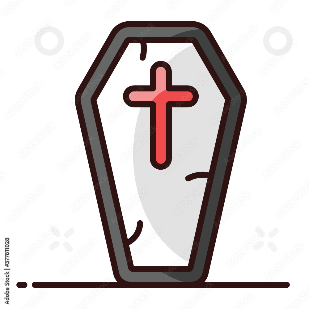 Obraz premium Funeral box icon design, plus on coffin in style 