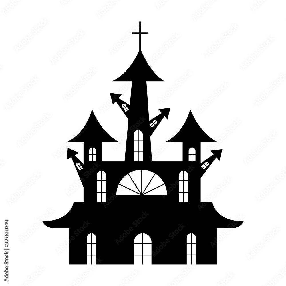 Halloween house with cross vector design