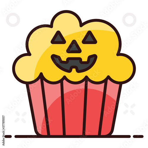 
Halloween muffin icon, dessert in editable style 
