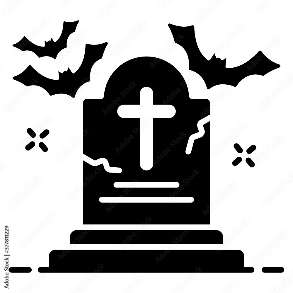Fototapeta premium Scary graveyard in modern style, vector