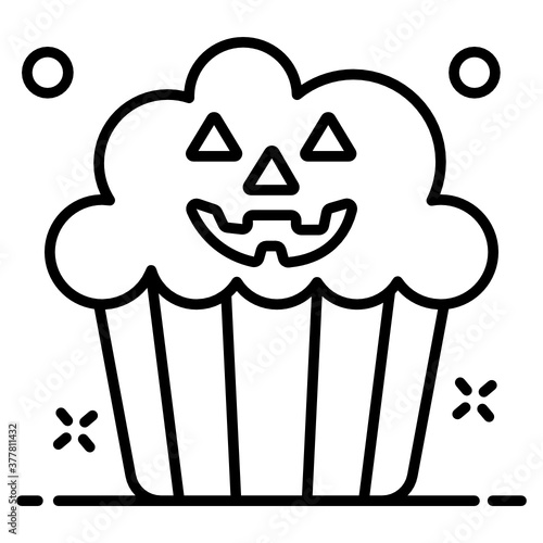 
Halloween muffin icon, dessert in editable style 
