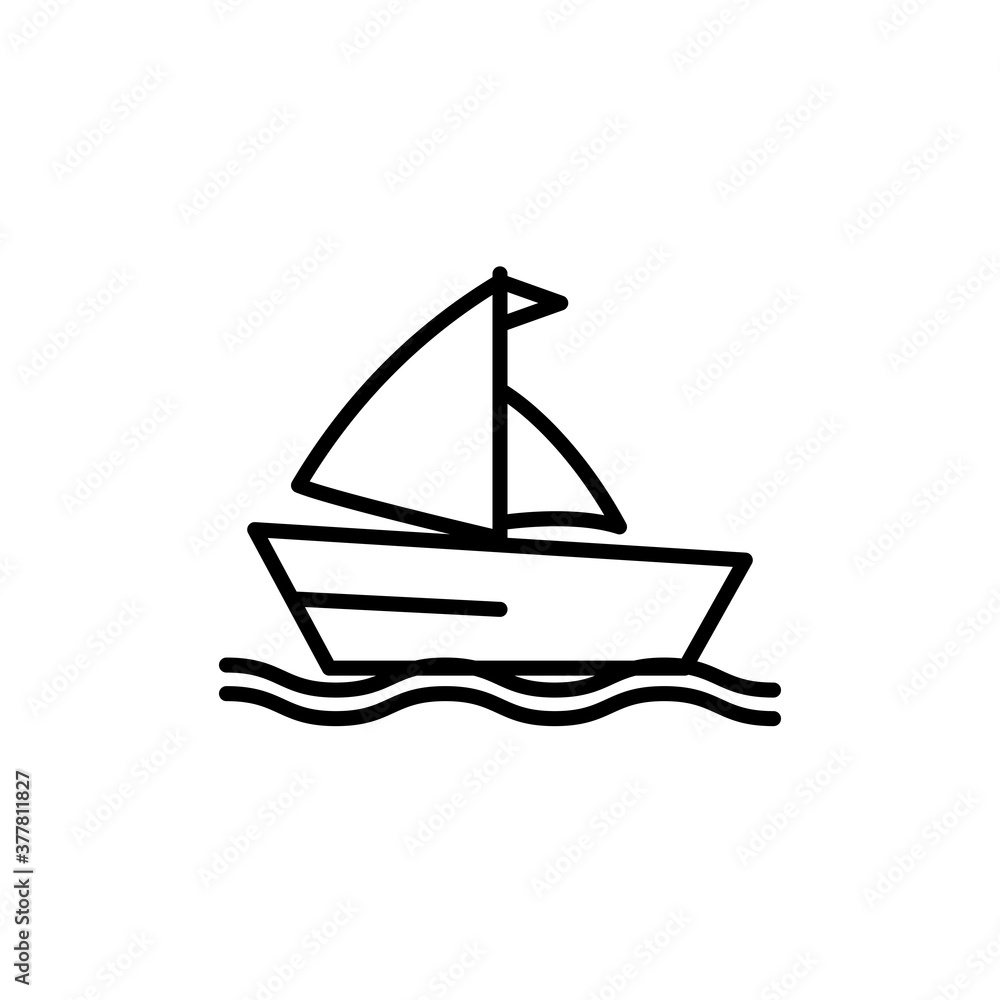 Sail boat icon with outline style vector for your web design