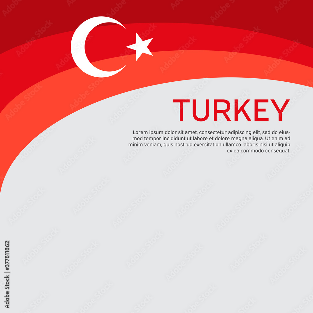 Abstract waving turkey flag. Creative background for the design of patriotic Turkish holiday cards. National poster. Cover, banner in national colors of turkey. Vector illustration