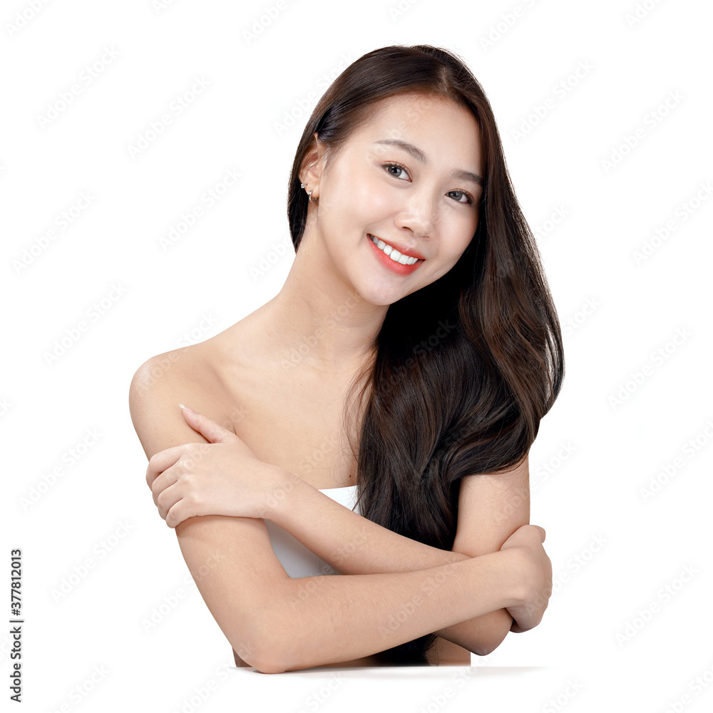 Asian beauty woman with natural makeup, cosmetic and plastic surgery concept, Isolated white background Asian beauty woman with natural makeup, cosmetic and plastic surgery concept, Isolated white background